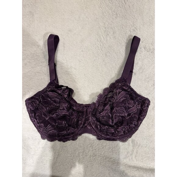 DELIMIRA Women's Full Coverage Non-Foam Floral Lace Plus Size Underwired Bra 34E - Picture 6 of 7